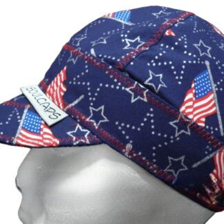 American Flags and Silver Stars Welding Hat