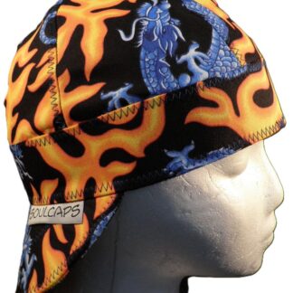Flames and Blue Dragons Welding Hat