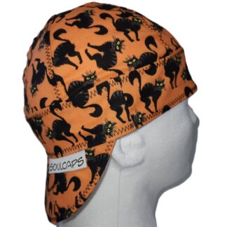 Halloween Creepy Cat Orange Welding Hat